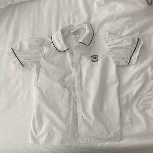Primrose School White Button Down Kids Shirt with Navy Accents